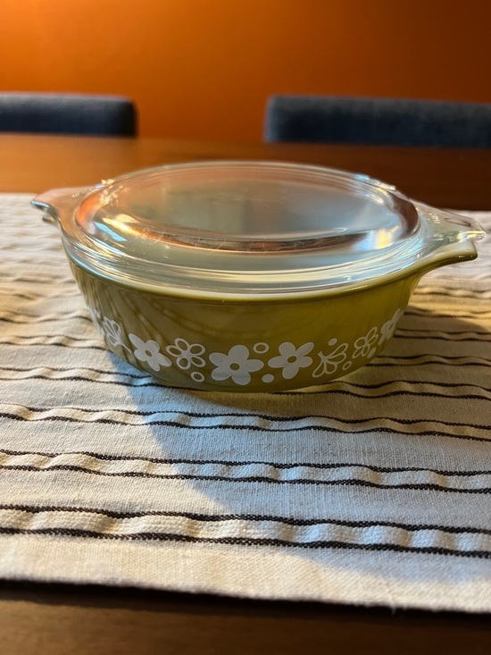 Pyrex Other - Vintage Pyrex Green Floral Casserole Dish with Lid -